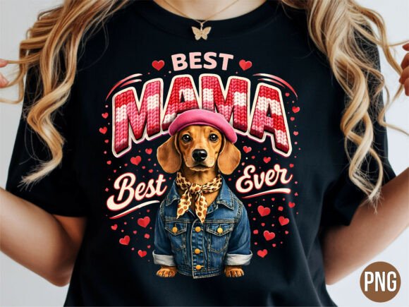 Best Mama Ever Dachshund Denim Hat PNG Design