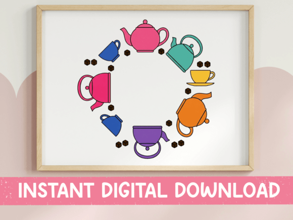 Brewing Joy: The Timeless Appeal of the Teapot Tea Cup Circle Wreath Print