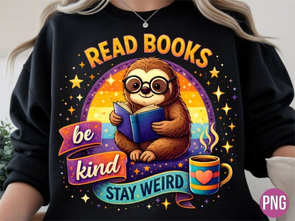 Bring Warmth and Wisdom to Your Projects with the Read Books Be Kind Sloth Coffee PNG