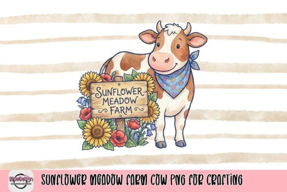 Bringing Country Charm to Life with the Sunflower Meadow Farm Cow PNG for Crafting