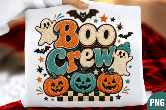 Bringing the Boo Crew Faux Yarn T-Shirt PNG Design to Life for Halloween and Beyond