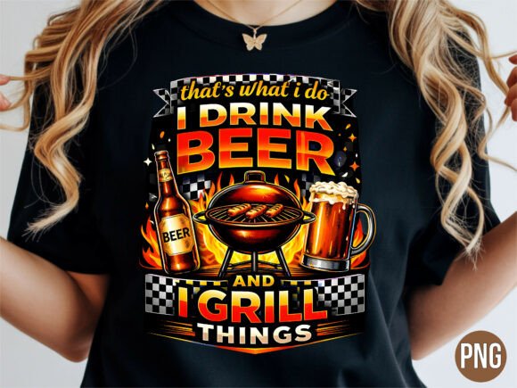 Elevate Your Grill Designs with I Drink Beer and I Grill Things PNG