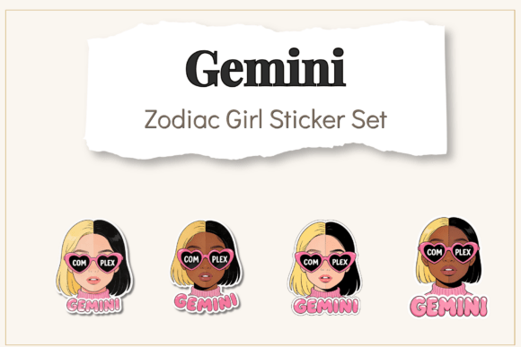 Elevating Brand Identity with the Gemini Zodiac Girl Sticker Clipart Collection