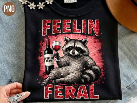 Evaluating the Feelin Feral Wine Raccoon Graphic PNG for Creative Projects