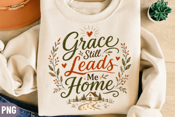 Grace Leads Me Home: Floral PNG for Sublimation