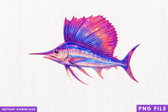 Strategic Branding with the Colorful Sailfish PNG Design