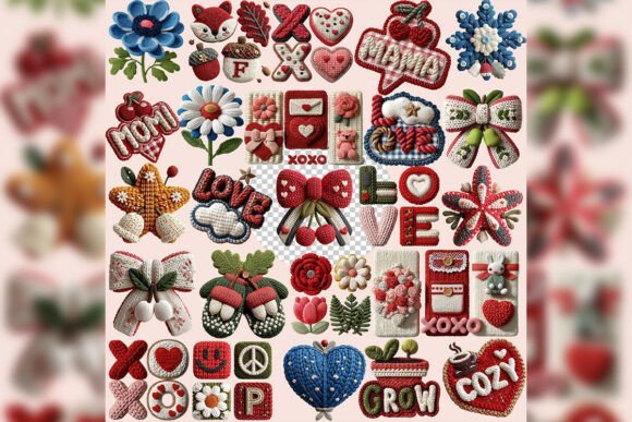Whimsical Valentine Crochet Clipart Set for Cozy Designs